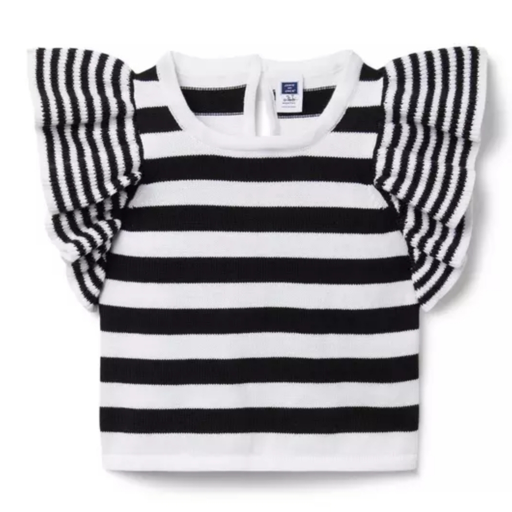 Janie and Jack Striped Ruffle Short Sleeve Sweater ( size 5 years )